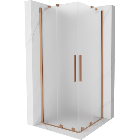 Mexen Velar Duo плъзгаща се душ кабина 80 x 80 см, матирано стъкло, четкана мед - 871-080-080-32-65