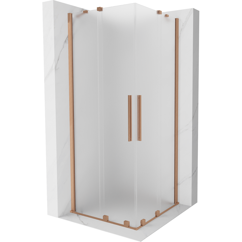 Mexen Velar Duo душ кабина със сгъваеми врати, 90 x 90 см, матирано стъкло, четкована мед - 871-090-090-32-65