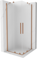 Mexen Velar Duo душ кабина със сгъваеми врати, 90 x 90 см, матирано стъкло, четкована мед - 871-090-090-32-65