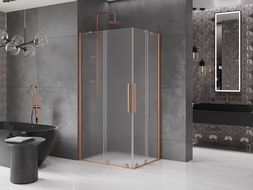 Mexen Velar Duo плъзгаща се душ кабина 100 x 90 см, скреж, четкана мед - 871-100-090-32-65