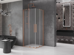 Mexen Velar Duo плъзгаща се душ кабина 100 x 100 см, замръзнала, матиран мед - 871-100-100-32-65