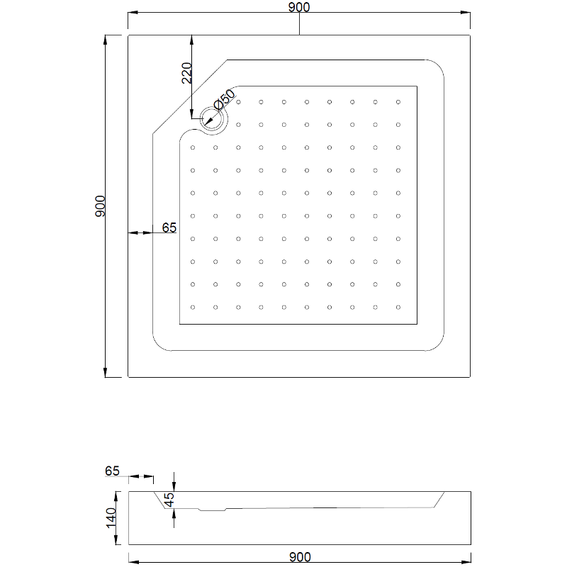 Mexen Rio квадратна душ кабина 90 x 90 см, графит, хром + поддушово корито,