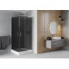 Mexen Rio квадратна душ кабина 90 x 90 см, графит, хром + корито Rio, бял - 860-090-090-01-40-4510