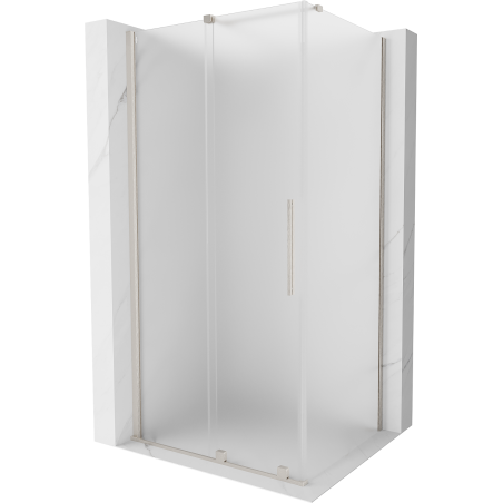 Mexen Velar плъзгаща се душ кабина 100 x 120 см, матово стъкло, четкан никел