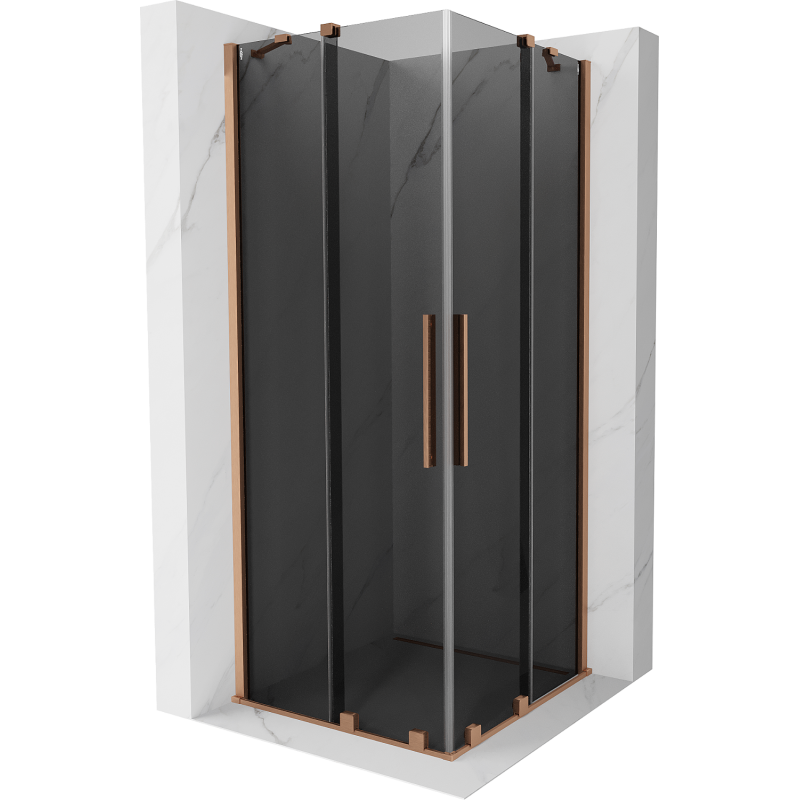 Mexen Velar Duo плъзгаща се душ кабина 80 x 80 см, графит, четкована мед - 871-080-080-42-65