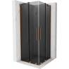 Mexen Velar Duo плъзгаща се душ кабина 80 x 80 см, графит, четкована мед - 871-080-080-42-65