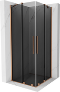 Mexen Velar Duo плъзгаща се душ кабина 90 x 90 см, графит, четкана мед - 871-090-090-42-65
