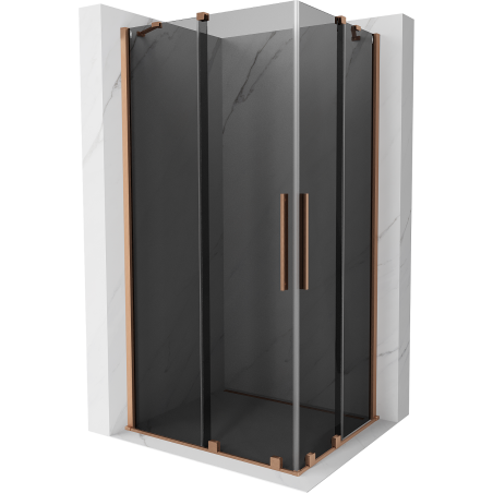 Mexen Velar Duo плъзгаща се душ кабина 90 x 80 см, графит, четкана мед - 871-090-080-42-65