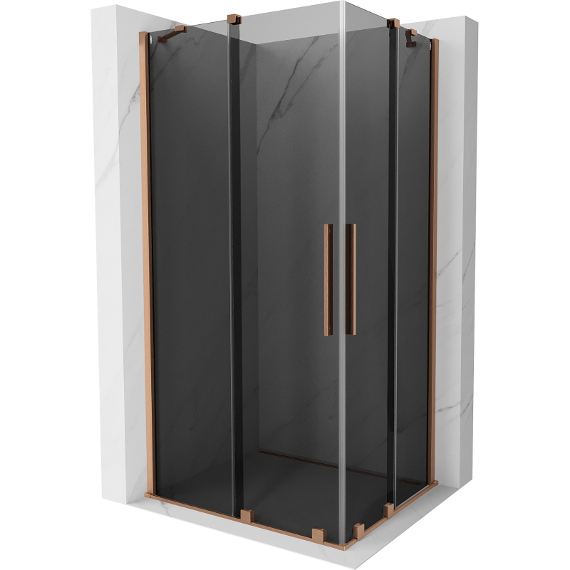 Mexen Velar Duo плъзгаща душ кабина 100 x 90 см, графит, четкана мед - 871-100-090-42-65