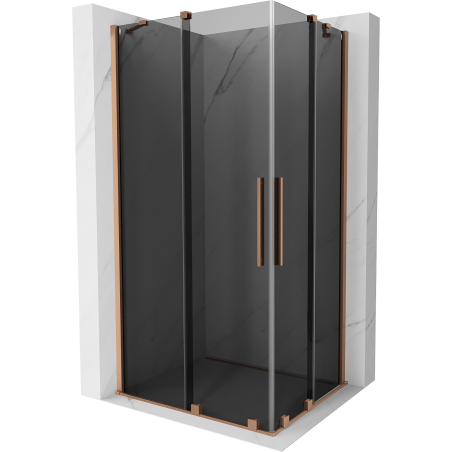 Mexen Velar Duo плъзгаща душ кабина 100 x 90 см, графит, четкана мед - 871-100-090-42-65