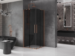 Mexen Velar Duo плъзгаща се душ кабина 80 x 80 см, графит, матиран мед - 871-080-080-42-65