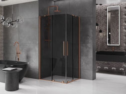 Mexen Velar Duo плъзгаща се душ кабина 90 x 80 см, графит, четкана мед - 871-090-080-42-65