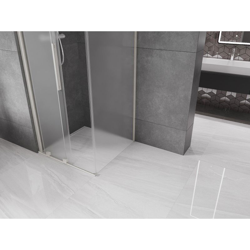 Mexen Velar плъзгаща душ кабина 120 x 120 см, матирано стъкло, четкан никел - 871-120-120-31-97