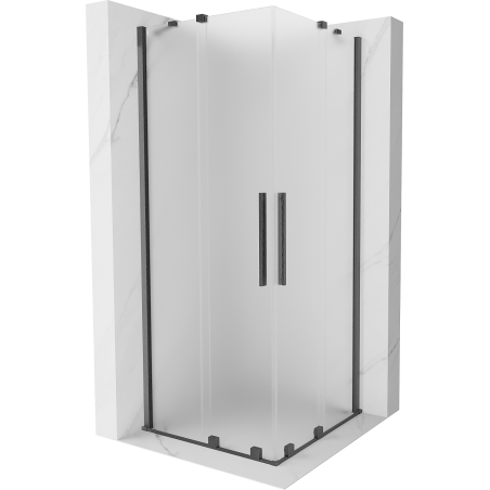 Mexen Velar Duo плъзгаща душ кабина 90 x 90 cm, матирано стъкло, четка Gun gray - 871-090-090-32-66
