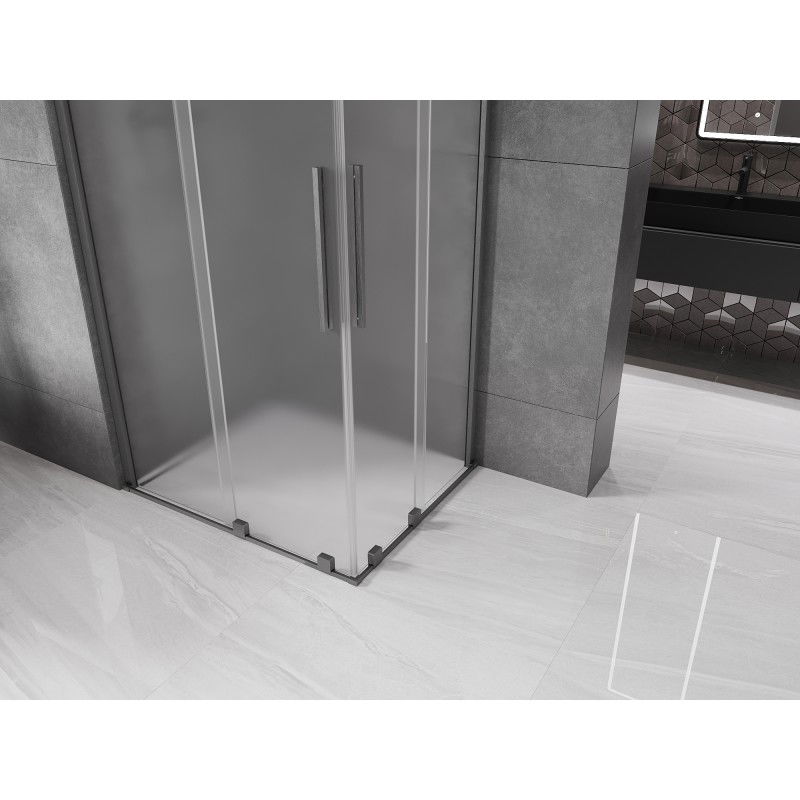 Mexen Velar Duo плъзгаща се душ кабина 100 x 90 см, матирана, четкано тъмно сиво - 871-100-090-32-66