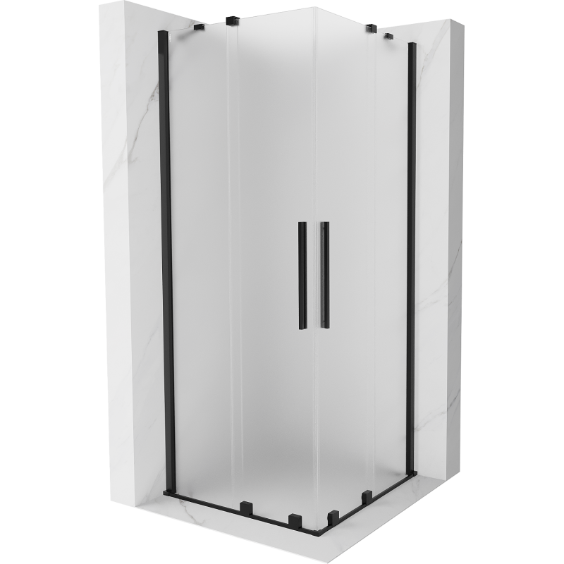 Mexen Velar Duo плъзгаща се душ кабина 80 x 80 cm, замръзнал, черен - 871-080-080-32-70