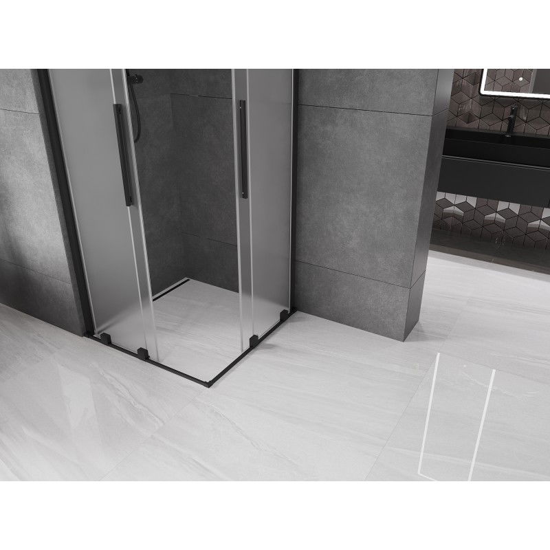 Mexen Velar Duo плъзгаща се душ кабина 80 x 80 см, матирано стъкло, черна - 871-080-080-32-70