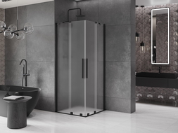 Mexen Velar Duo плъзгаща се душ кабина 90 x 90 см, матирана, черна - 871-090-090-32-70