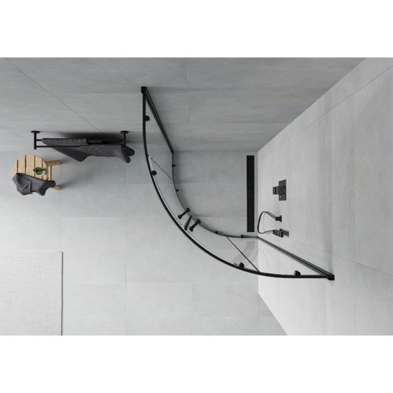 Mexen Rio полукръгла душ кабина 90 x 90 cm, прозрачна, черна - 863-090-090-70-00