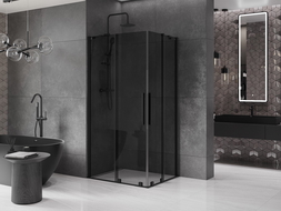 Mexen Velar Duo плъзгаща се душ кабина 100 x 90 см, графит, черен - 871-100-090-42-70