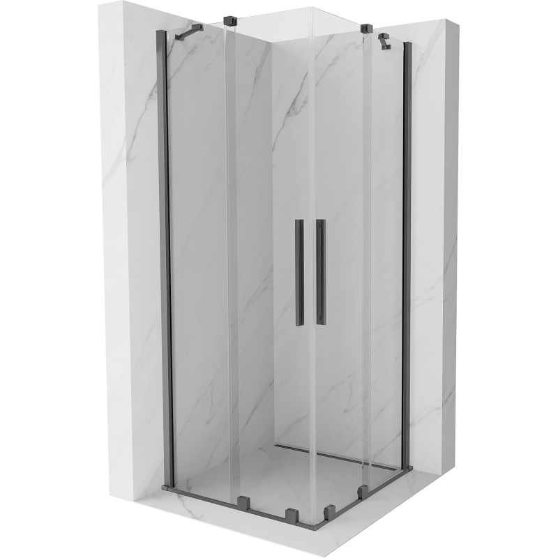 Mexen Velar Duo плъзгаща се душ кабина 90 x 90 см, прозрачна, gun metal - 871-090-090-02-95
