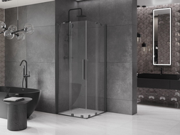 Mexen Velar Duo плъзгаща се душ кабина 90 x 90 см, прозрачна, метален цвят - 871-090-090-02-95