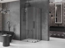 Mexen Velar Duo плъзгаща се душ кабина 90 x 80 cm, прозрачен, оръжеен метал - 871-090-080-02-95