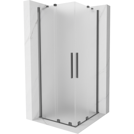 Mexen Velar Duo плъзгаща се душ кабина 80 x 80 см, матирано, gun metal - 871-080-080-32-95