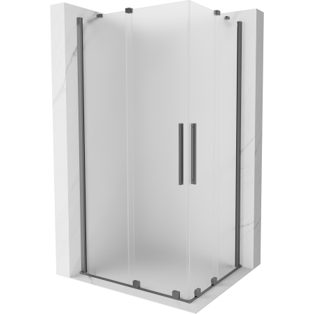 Mexen Velar Duo плъзгаща се душ кабина 90 x 80 см, матирано, gun metal - 871-090-080-32-95