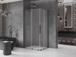 Mexen Velar Duo плъзгаща се душ кабина 90 x 80 см, матирано, gun metal - 871-090-080-32-95