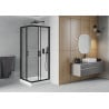 Mexen Rio квадратна душ кабина 80 x 80 см, прозрачна, черна + корито Rio, бяло - 860-080-080-70-00-4510