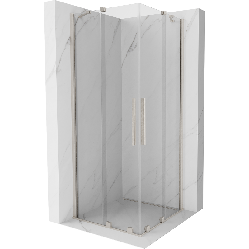 Mexen Velar Duo плъзгаща се душ кабина 80 x 80 см, прозрачна, четка никел - 871-080-080-02-97