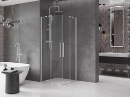 Mexen Velar Duo душ кабина плъзгаща 100 x 100 см, прозрачна, четкан никел - 871-100-100-02-97