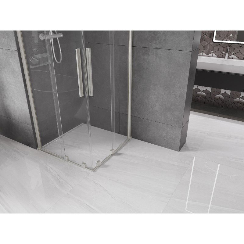 Mexen Velar Duo плъзгаща се душ кабина 100 x 100 см, прозрачна, матов никел - 871-100-100-02-97