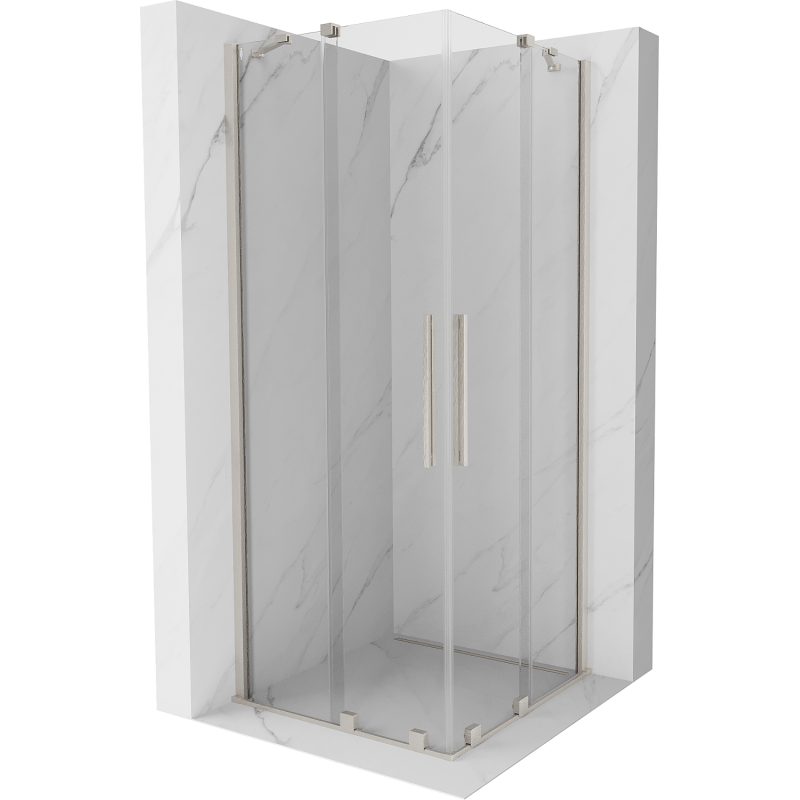 Mexen Velar Duo плъзгаща се душ кабина 90 x 90 см, прозрачна, четкан никел - 871-090-090-02-97
