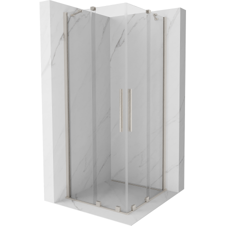 Mexen Velar Duo плъзгаща се душ кабина 90 x 90 см, прозрачна, четкан никел - 871-090-090-02-97