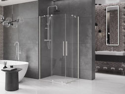Mexen Velar Duo плъзгаща се душ кабина 90 x 80 см, прозрачна, матиран никел - 871-090-080-02-97