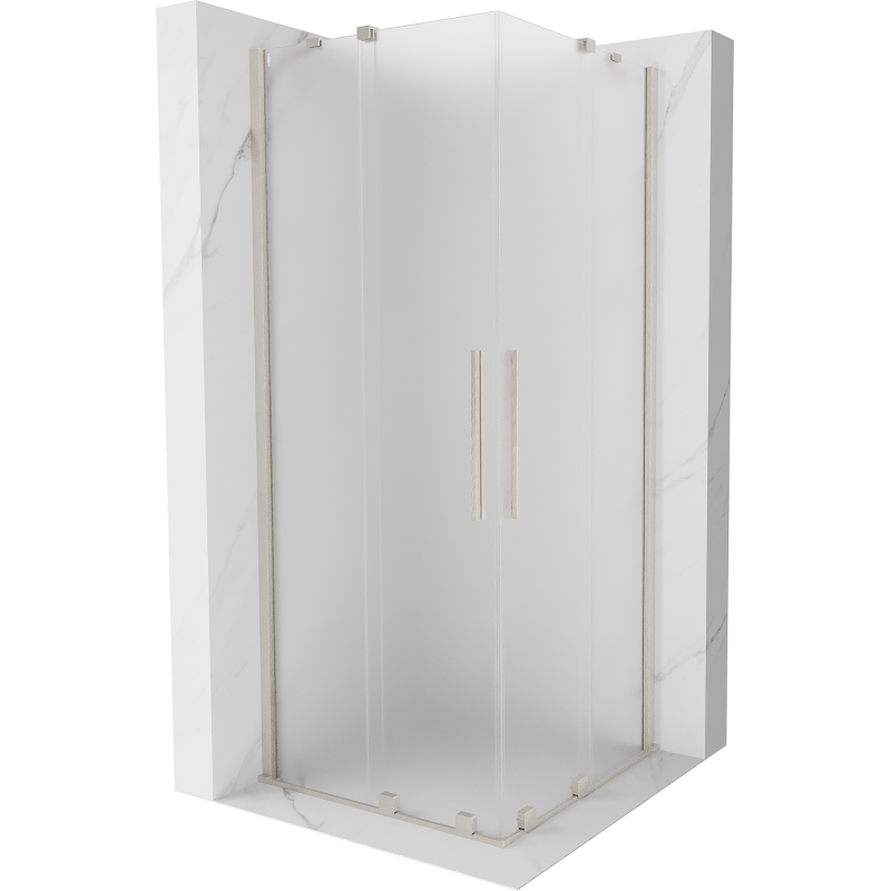 Mexen Velar Duo плъзгаща се душ кабина 80 x 80 cm, матирано стъкло, четкан никел - 871-080-080-32-97