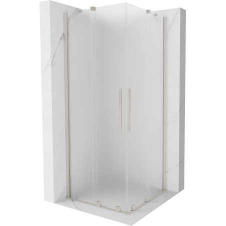 Mexen Velar Duo плъзгаща се душ кабина 80 x 80 см, мраз, четкан никел - 871-080-080-32-97