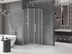 Mexen Velar Duo плъзгаща се душ кабина 80 x 80 cm, матирано стъкло, четкан никел - 871-080-080-32-97