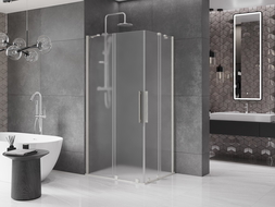 Mexen Velar Duo плъзгаща се душ кабина 90 x 80 cm, матирано стъкло, четкан никел - 871-090-080-32-97