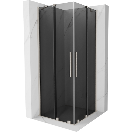 Mexen Velar Duo плъзгаща се душ кабина 80 x 80 см, графит, четка никел - 871-080-080-42-97