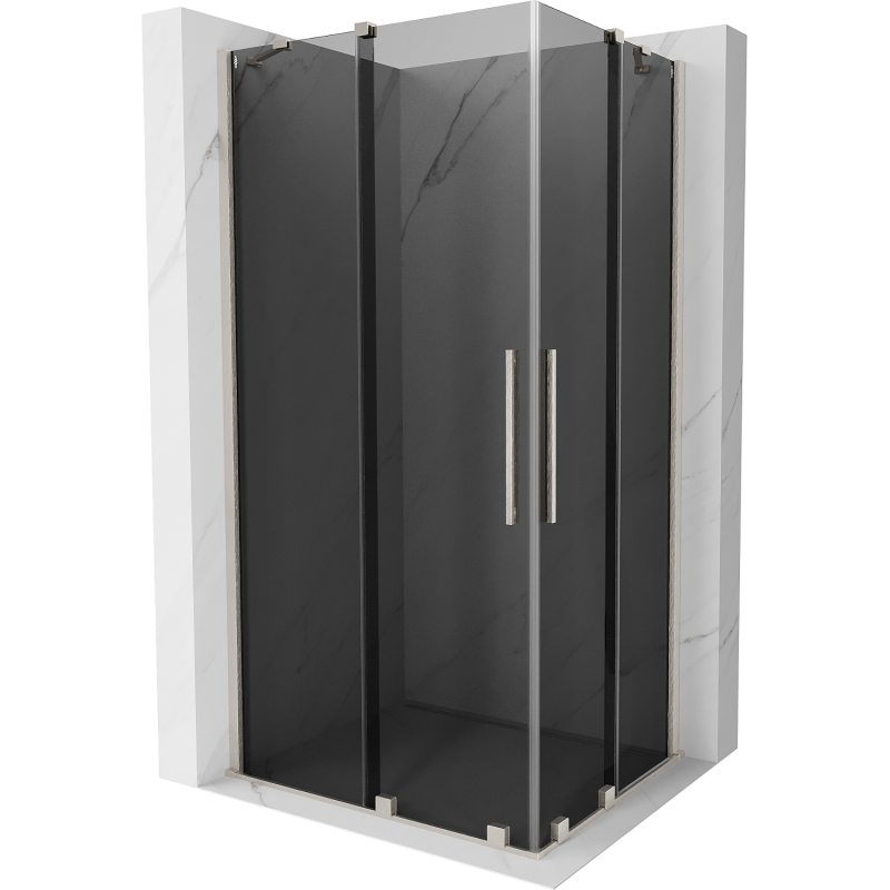 Mexen Velar Duo плъзгаща се душ кабина 90 x 80 см, графит, четкан никел - 871-090-080-42-97