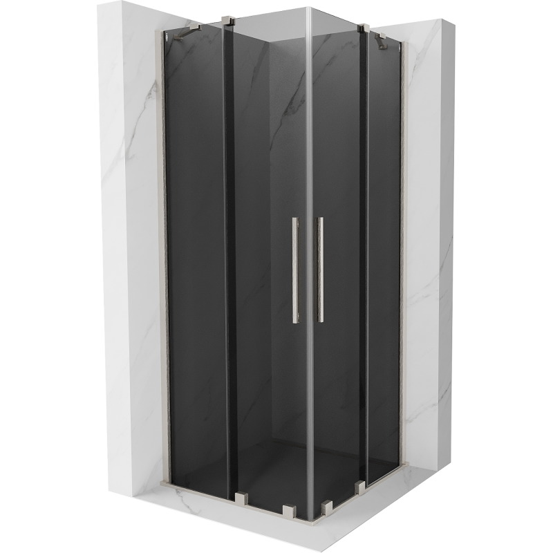 Mexen Velar Duo плъзгаща се душ кабина 90 x 90 см, графит, четкан никел - 871-090-090-42-97