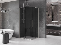 Mexen Velar Duo плъзгаща се душ кабина 90 x 80 cm, графит, полиран никел - 871-090-080-42-97