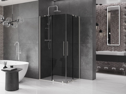 Mexen Velar Duo плъзгаща се душ кабина 100 x 90 см, графит, четка никел - 871-100-090-42-97