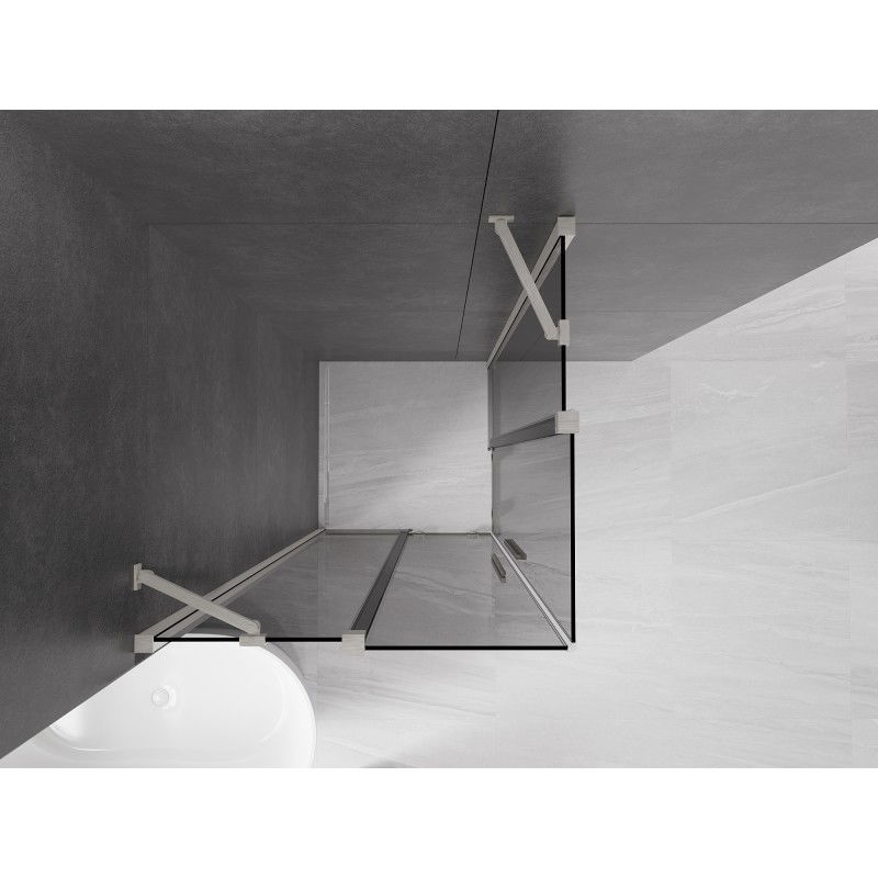 Mexen Velar Duo плъзгаща се душ кабина 100 x 100 см, графит, четкаван никел - 871-100-100-42-97