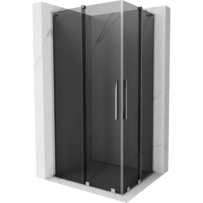 Mexen Velar L Duo душ кабина с плъзгаща се врата 90 x 80 см, графит, хром - 871-090-080-02-43-01