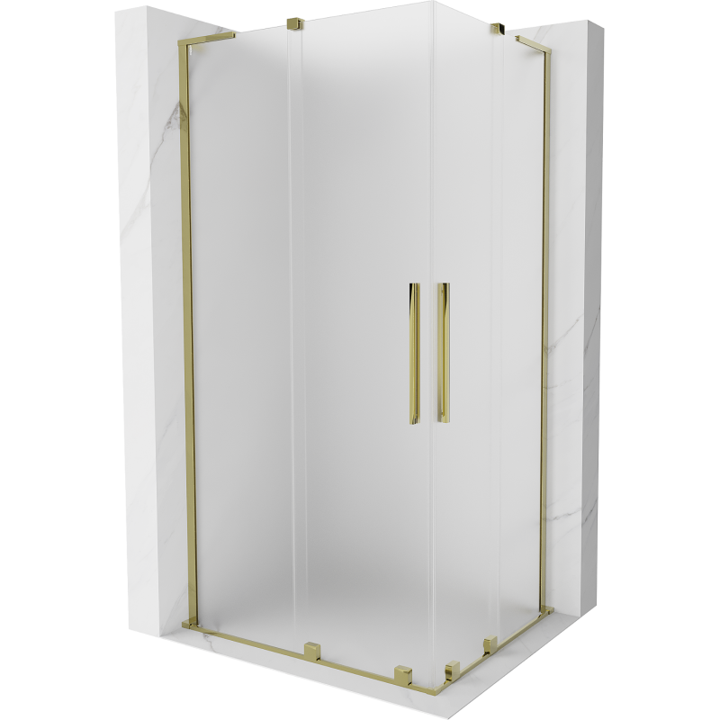 Mexen Velar L Duo плъзгаща се душ кабина 90 x 80 см, замръзнало, златно - 871-090-080-02-33-50