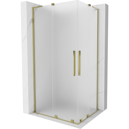 Mexen Velar L Duo плъзгаща се душ кабина 90 x 80 см, замръзнало, златно - 871-090-080-02-33-50